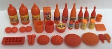 Vtg 1970s Barbie Dream House Kitchen Accessories 29pc Lot Food Bottles Ice Tray