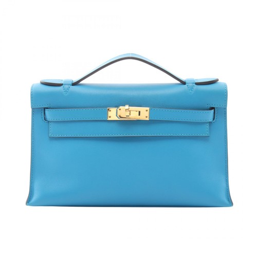 HERMES Pochette Kelly Mini Handbag X Swift leather Blue frida Used Women SHW