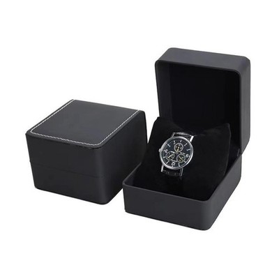 Black PU Leather Watch Gift Box with Pillow Single Wristwatch Display Case!!