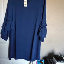Alfani Women Petites 14P Blue Solid V-Neck 3/...