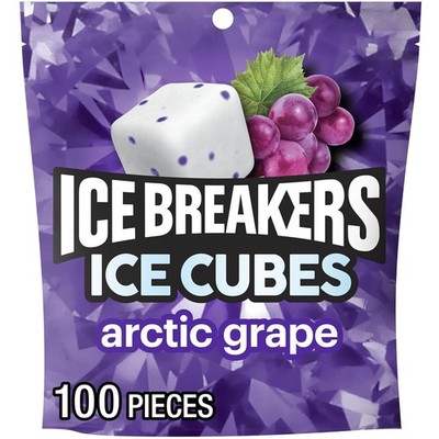 Ice Breakers Ice Cubes Arctic Grape Sugar Free Gum Pouch 100 Pieces 8.11oz