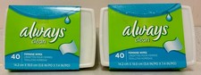 Always Clean Feminine Wipes Tub 40 Count New Discontinued 2 Pcks