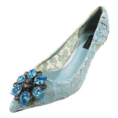 靴 dolce & gabbana pointed toe lace up shoe DOLCE & GABBANA Lace Jewel Crystal Pointed Toe Pumps Blue 36.5 | eBay