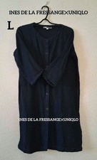 UNIQLO INES DE LA FRESSANGE Linen Th-Rear Haori Navy L Used