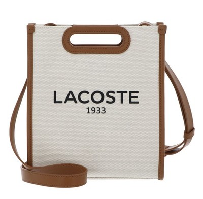 LACOSTE Heritage Canvas Tote Bag S Handtasche Tasche Natural Tan beige hellbraun