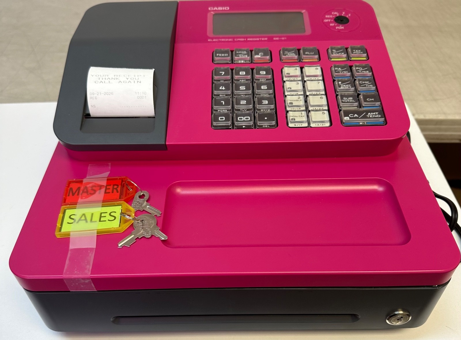 Casio SE-G1 cash register POS system FUCHSIA with OPS and drawer keys tested