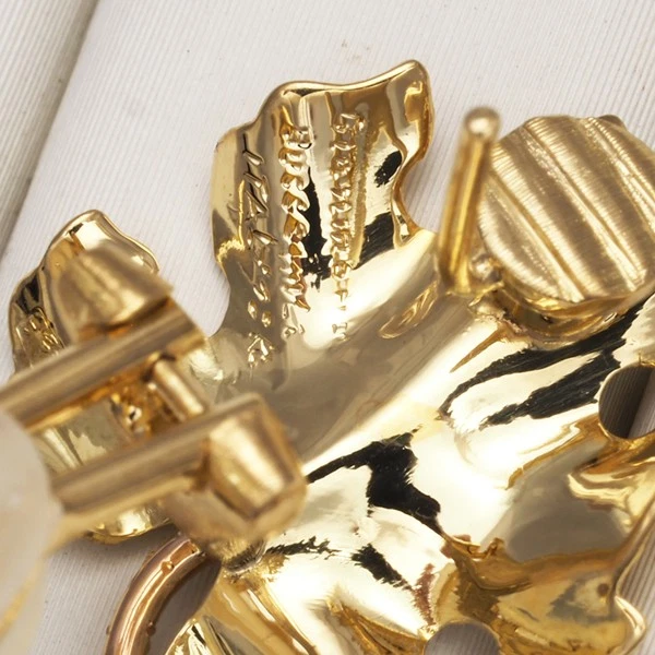 Auth GIANMARIA BUCCELLATI Earrings Leaf 18K 750 Yellow Gold - Image 4 of 4