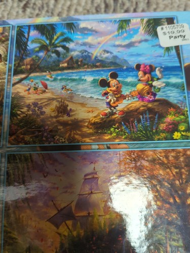 4 x 500 pc Thomas Kinkade Disney Puzzles Snow White Pocahontas Mickey Minnie Par - Picture 3 of 13