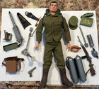 VTG 1964 GI Joe USA MADE Dark Hair Blue Eyes Scar Many Accessories Lot Maps ETC