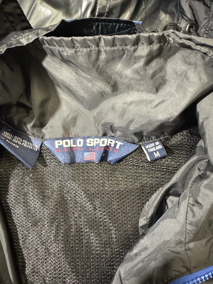 ВИНТАЖНЫЙ Polo Sport Ralph Lauren M средний черный легкий ветровка пуловер - Изображение 2 из 4