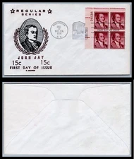 US FDC # 1046 15c John Jay  C.George plate Block 26138 UL 1958, 9Q1498