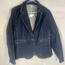 Free Assembly Women  s Denim Blazer Dark Indigo Wash Size M New With Tags