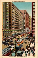 Vintage Chicago State and Madison Streets Postcard Busiest Corner