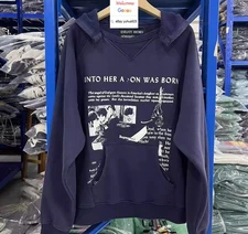 FRAINY FAN RICHES HOODIE WORN WASH BROKEN HOODED JUMPER SWEATSHIRT VINTAGE