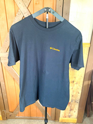 Columbia Men s Black Cotton Knit Graphic Logo Crew Neck Tee Size L