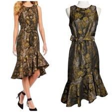 Antonio Melani Baroque Tapestry Jacquard Old World Ruffle Hem Dress 4 Gatsby