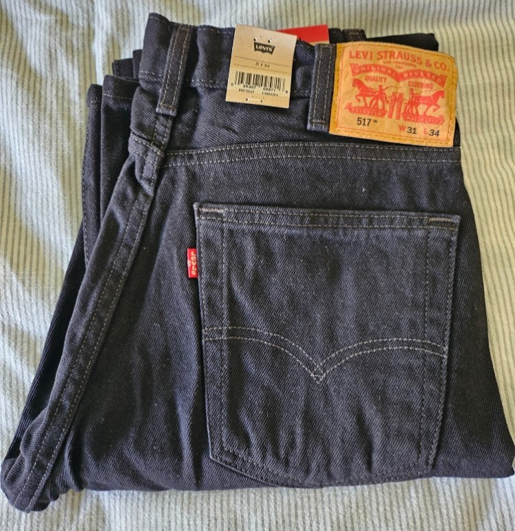 Levis 517 Boot Cut Black Jeans 31x34 New w/Tags