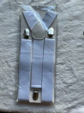 AOMIG Men's Suspenders Braces White NWT Elastic Clips NEW