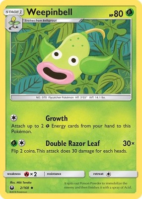 Weepinbell (2/168) Uncommon NM CES SM - Celestial Storm Pokemon TCG