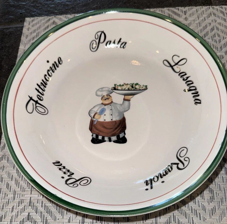 Juego de 4 cuencos para pasta con chef italiano y diferentes pastas Foto 2 de 4