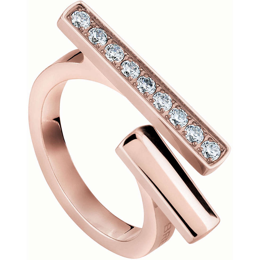 Womens Ring BREIL STICKS TJ2556 Stainless Steel Gold Rose Swarovski Size 14