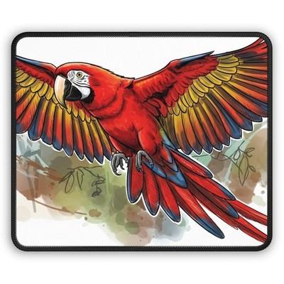 Cute Red Parrot Sketch Gaming Mouse Pad