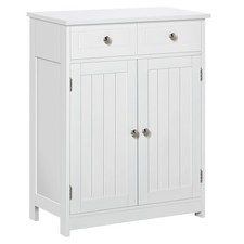Bathroom Floor Cabinet 23.5x29.5in 2 Doors 2 Drawers Adjustable Shelf White