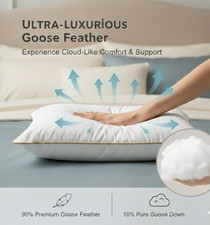 Luxury Goose Feather Pillows with 85% Feather 15% Down 100% Cotton Cover