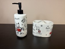 Disney Mickey Mouse Sketchbook Soap Dispenser, Toothbrush Holder, Bathroom Set