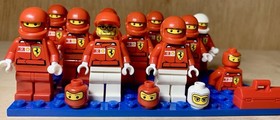 (10) Lego Ferrari Pit Crew Minifigures Heads Torso 8654 8673 8375 8185 8362 8144