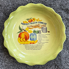Vintage GrandmaCore Ceramic Perfect Peach Cobbler Recipe Pie Dish Fluted 10" USA