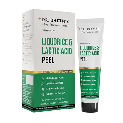 Dr Sheth's Liquorice AHA Lactic Acid Chemical Peel Exfoliator for Face 30g