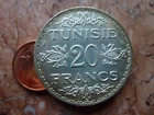 Tunisia 20 Fr.1935, AH 1353, Ahmad II. Receipt