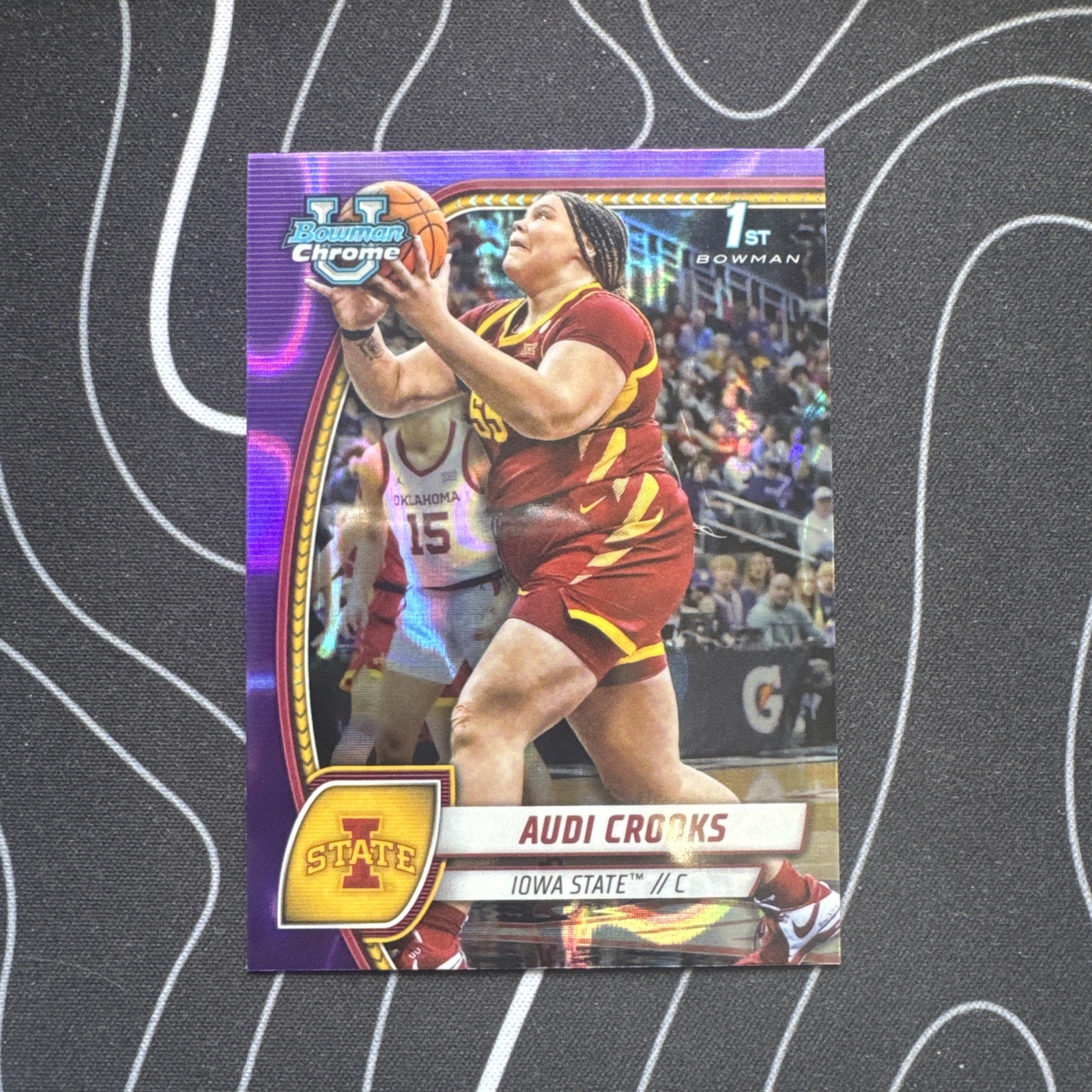 Audi Crooks 1st 2024-25 Bowman Chrome U Purple Lava Refractor #9 Iowa State