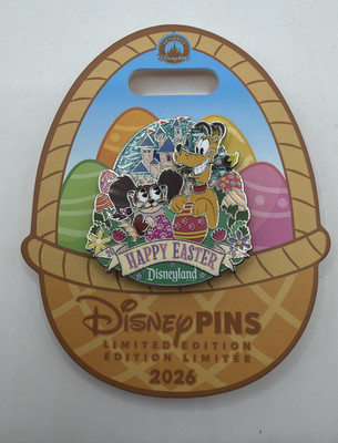 2026 Disneyland Happy Easter Pin Pluto And Fifi Decorating Eggs Limited Edition