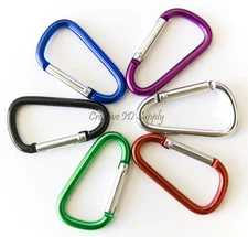 LOT 6 PCS ALUMINUM CARABINER BELT CLIP 1-7/8" KEY CHAIN NEW - 6 COLOR AVAILABLE