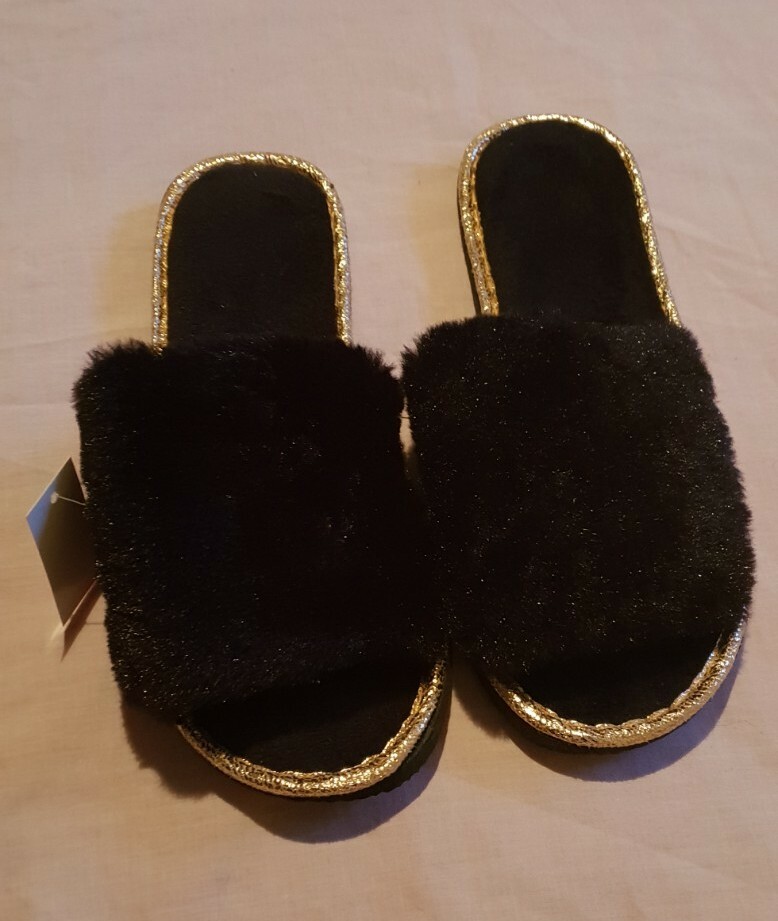 PANTOFOLA D’ORO Infradito slider donna oro nero nuovo moda inverno nuovo con etichetta uk 5