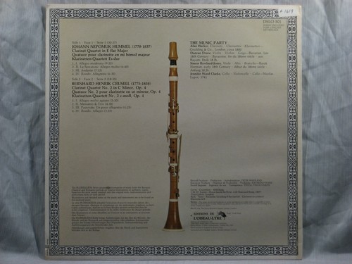 Hummel/Crusell - Clarinet Quartet/Clarinet Quartet No. 2 - Music Party DSLO 501 - Picture 2 of 8