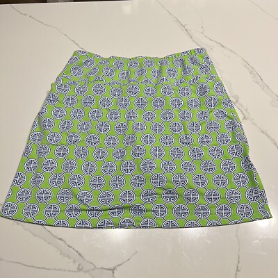 IBKUL ICIKULS AIDA GREEN Blue GOLF TENNIS STRAIGHT SKORT Small Greek Key Skirt