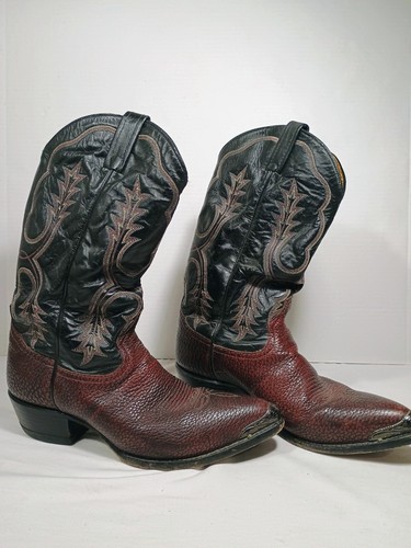 Stivali da cowboy vintage Tony Lama da uomo in pelle 9 1/2 D #7485 punta pelle di lucertola? - Foto 4 di 11