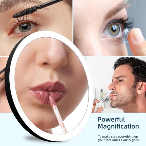 5X Magnifying Mirror with Lights, 6inch Makeup Magnifying Mirror with 3 Suction - Picture 7 of 7