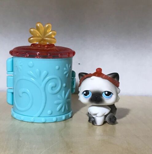Littlest Pet Shop LPS 2004 #60 grau & weiß Katze mit Tragetasche, Vintage, SELTEN - Bild 3 von 5