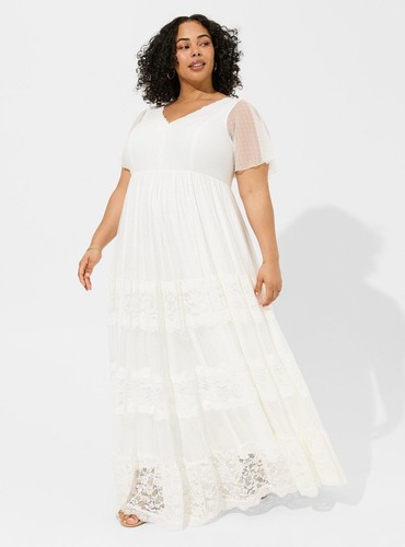 NEW Boho White Lace A-line Wedding Summer Dress Plus Size 2XL (like Torrid) - Picture 3 of 3
