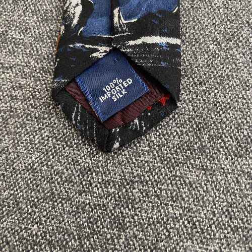 Fall Pumpkin Mens Silk Necktie Blue USA American Traditions - Picture 7 of 10