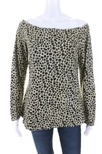 In Transit Womens Spotted Boat Neck Full Zip Leather Jacket Black Beige Medium