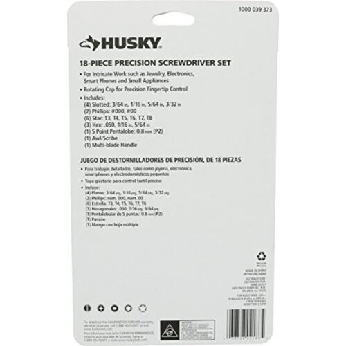 Husky Pocket-Sized Precision Screwdriver Set w/ Carrying Case (18 Pieces) 63518H - Picture 2 of 2