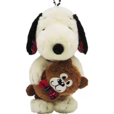 Peanuts Snoopy Plush Mascot Keychain BEAR & CHECK H125mm 4.9