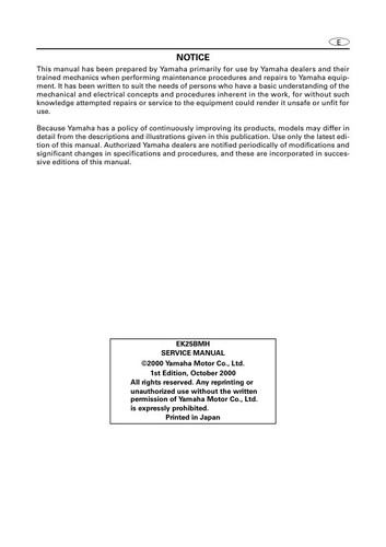 Yamaha 25 Outboard Service Manual | 2000-2008 | EK25BMH | MAILED CD OR USB - Picture 2 of 12