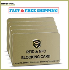 RFID Blocking Card - 5 Pack, Contactless NFC Credit Card ID Protection Safe Bank