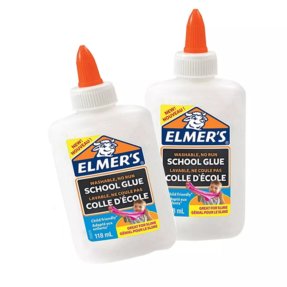 2 x Elmers Glue white PVA for slime Washable & Child Friendly -118ml twin